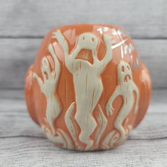 Rare DISNEY TRADER SAM'S Mahaloween 2015 Orange JACK SKELLINGTON Tiki Mug Signed - Picture 3 of 8